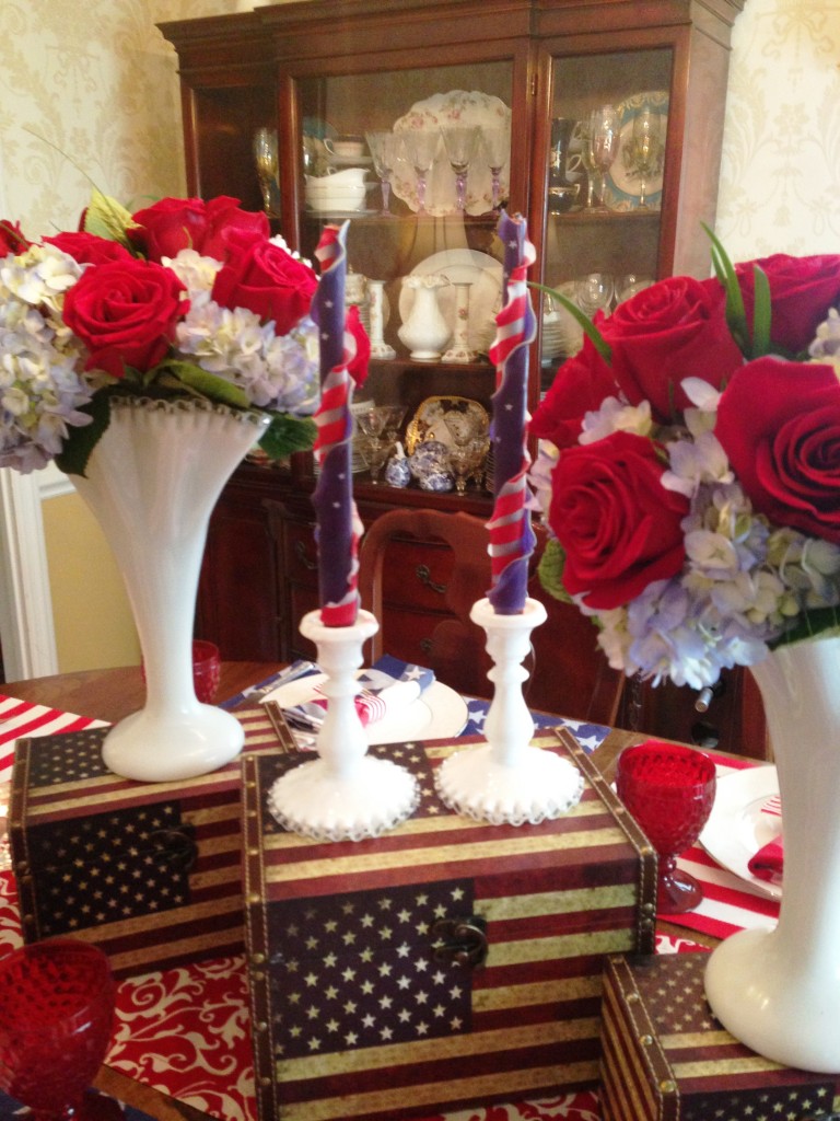 centerpiece-candle sticks and boxes